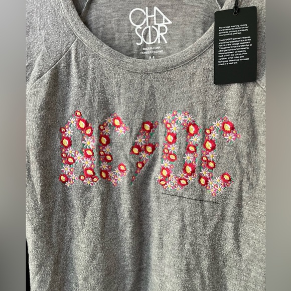 ❤️CHASER AC/DC FLORAL EMBROIDERY PULLOVER SWEATER M - Picture 5 of 6